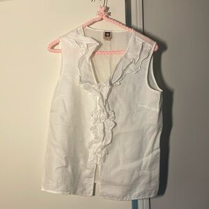 Anne Klein sleeveless white cotton blouse, size 8